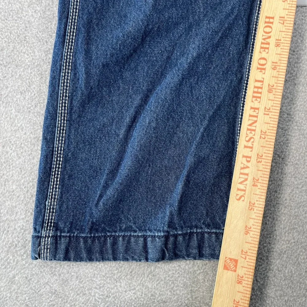 REAL WORK Bib Overalls Mens 40x30 Blue Denim Dungarees Workwear Casual Carpenter
